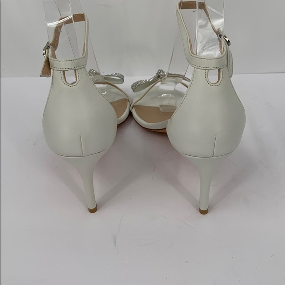 Stuart Weitzman Nudist bow sandal shoe white leather clear crystal formal 9.5 - Picture 5 of 8